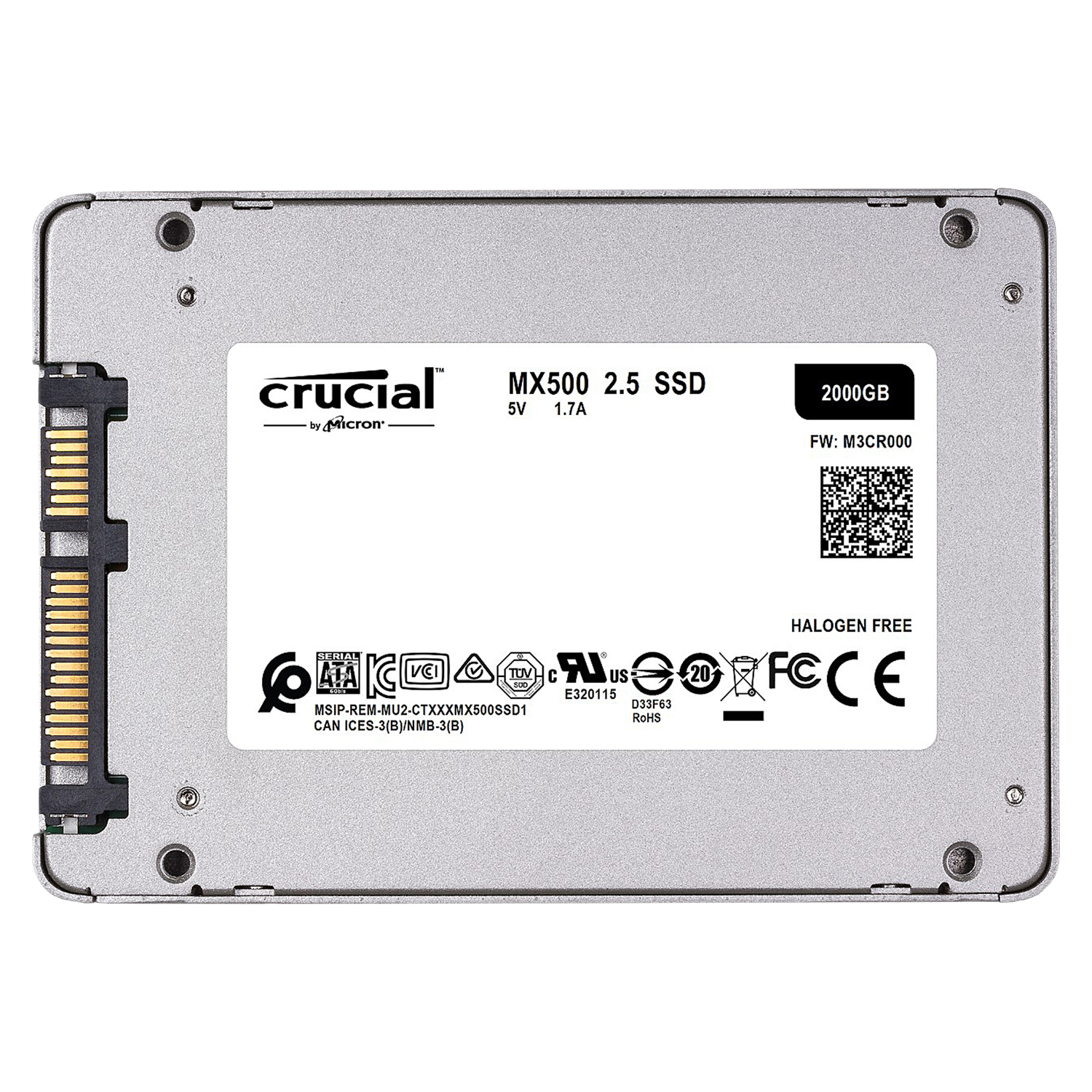 SSD Crucial MX500 2TB 2.5" SATA - CT2000MX500SSD1 (Com Adaptador 9.5MM)
