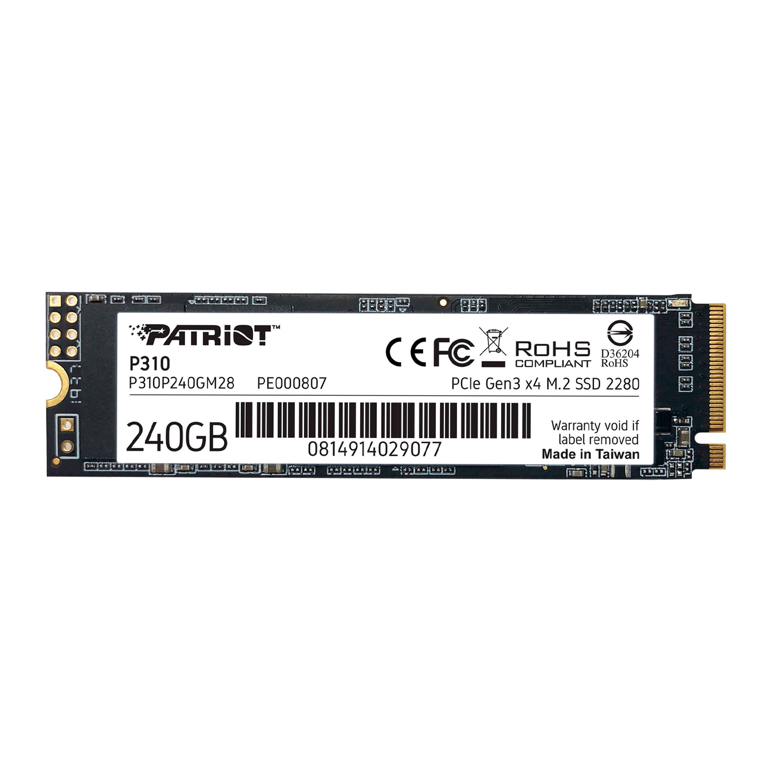 SSD M.2 Patriot P310 240GB / NVMe / PCIe Gen 3 - (P310P240GM28)