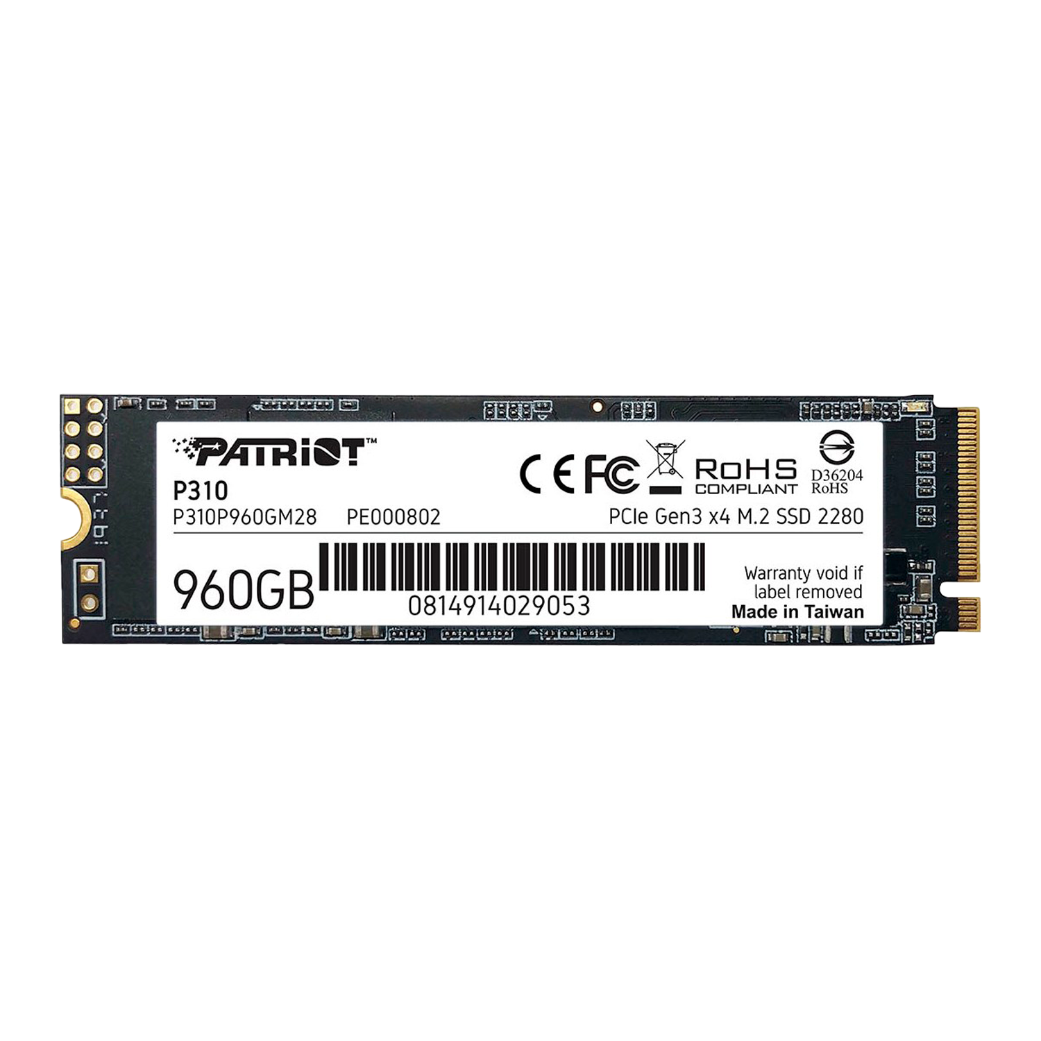 SSD M.2 Patriot P310 960GB / NVMe / PCIe Gen3 - (P310P960GM28)