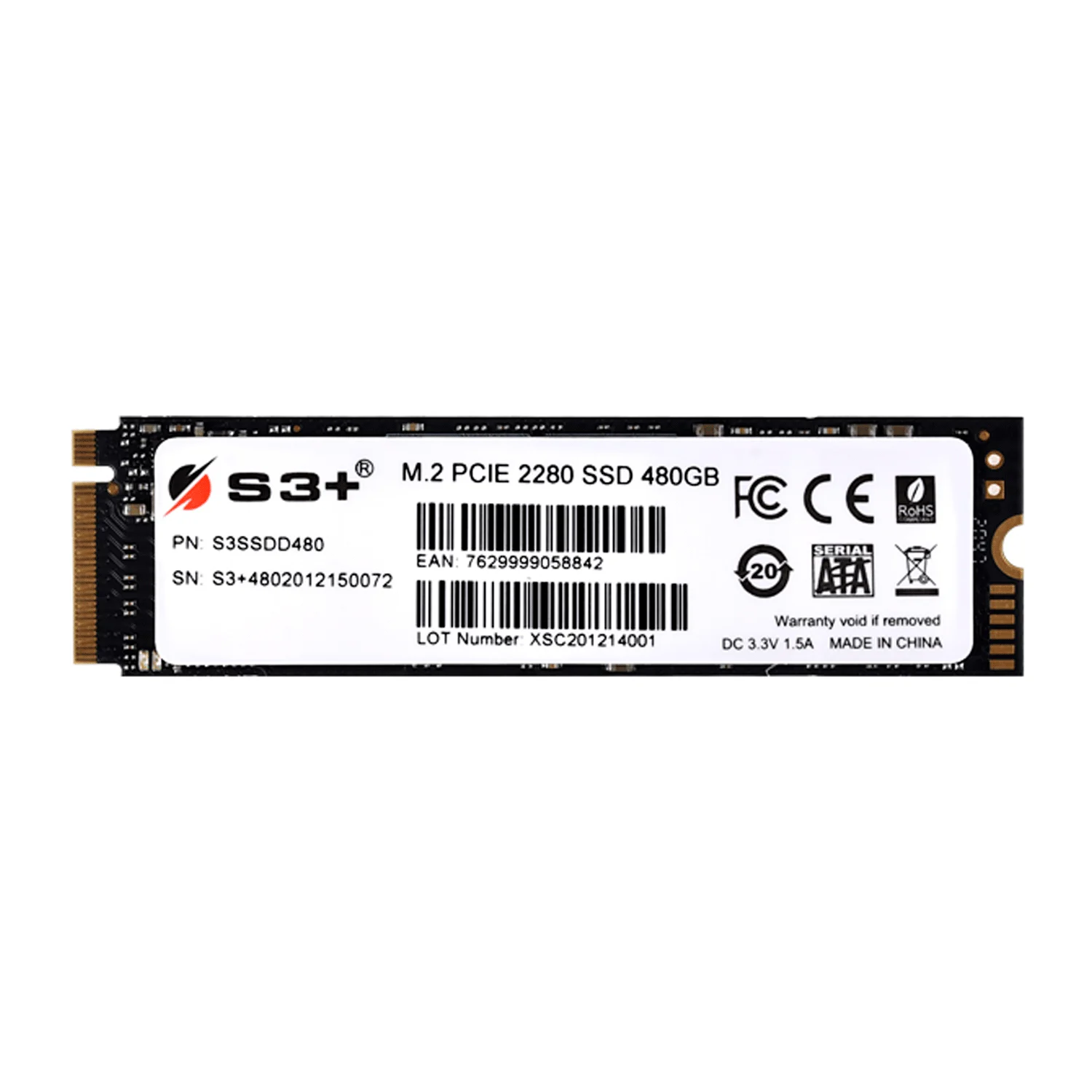 SSD M.2 S3+ 480GB NVMe PCIe Gen3 - S3SSDD480