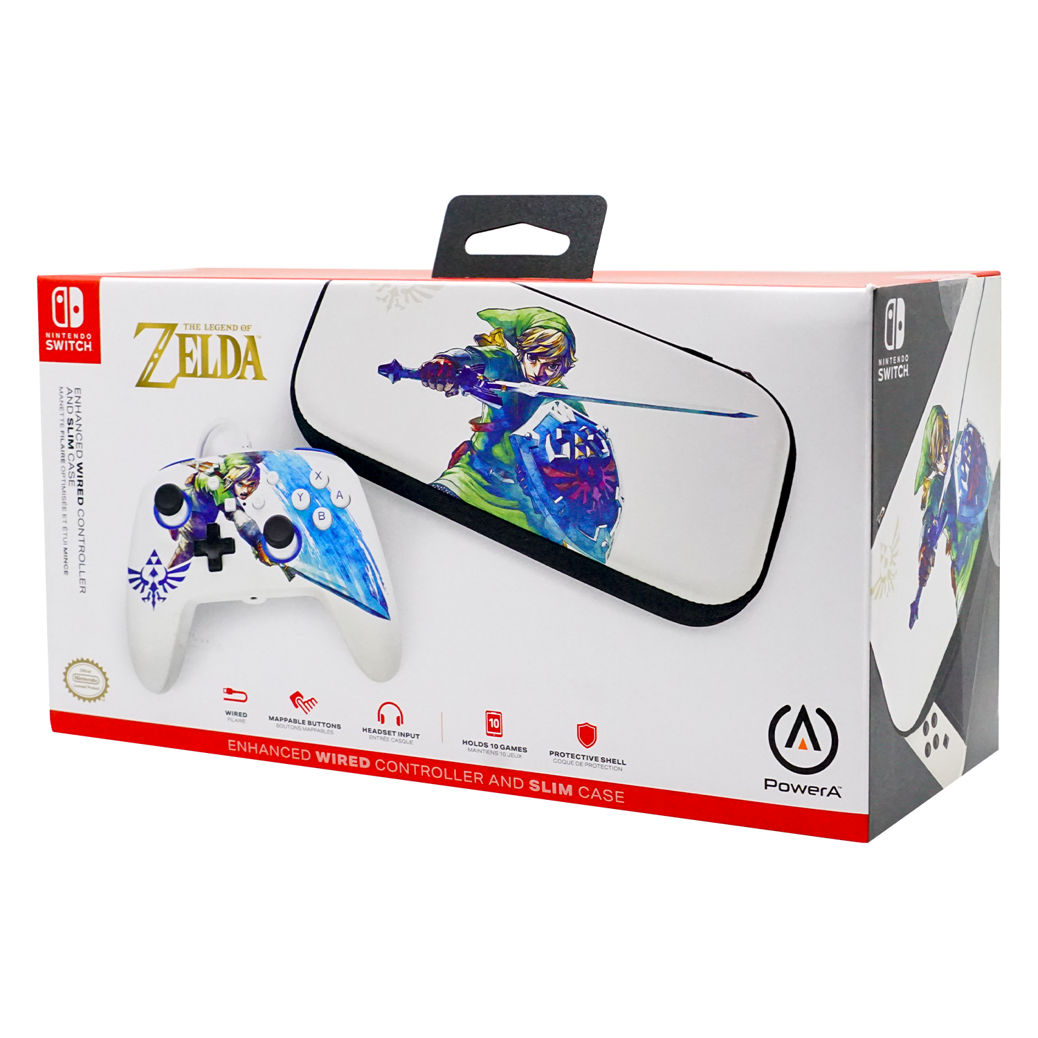 Controle PowerA Enhanced Wired e Case Zelda Sword Bundle para Nintendo Switch (PWA-A-02221)