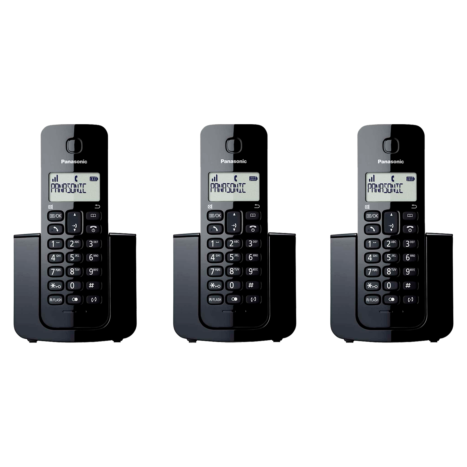 Telefone Panasonic KX-TGB113LAB Com 3 Bases / Bina / Bivolt - Preto