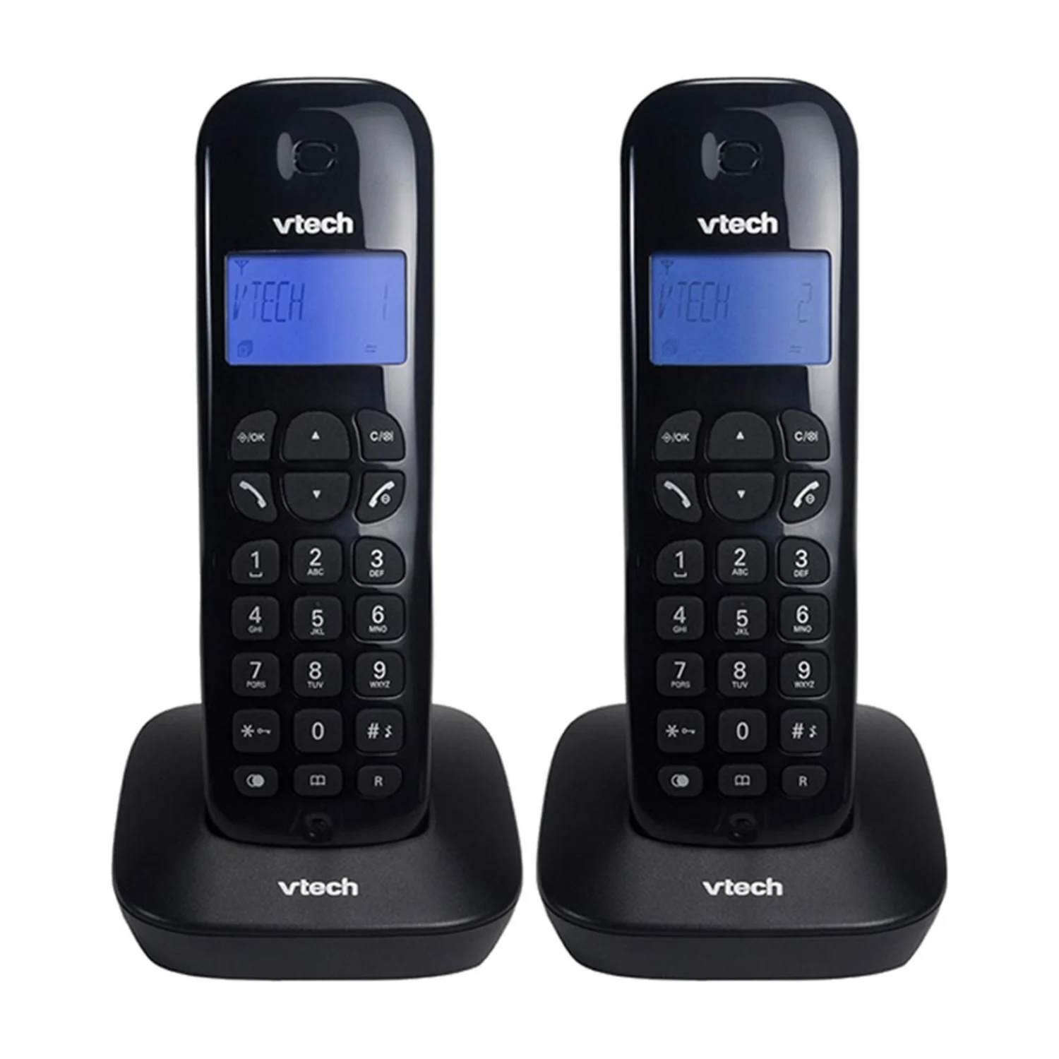 Telefone sem fio Vtech com 2 Bases / Bina / Identificador de chamada / Bivolt - Preto (VT685-2CA)
