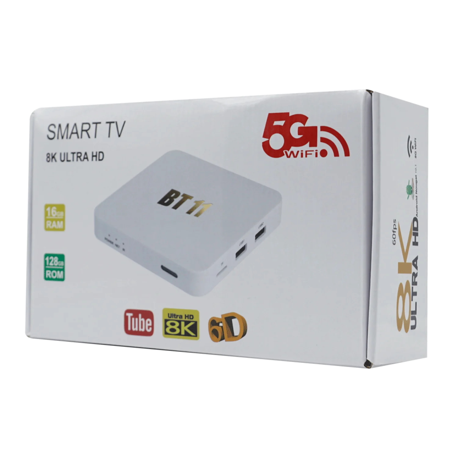 Receptor TV Box BT11 8K 128GB 16GB RAM Wi-Fi - Branco